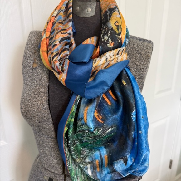 Colorful Van Gogh cafe Terrace at night scarf 34x34 - Picture 6 of 8